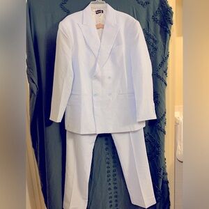 Leisure Men’s Blue Striped Seer Sucker Double Breasted Blazer Tuxedo Suit